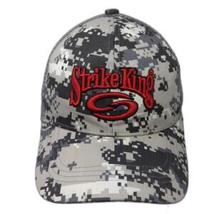 Strike King Baseball Cap Gray Red One Size Mesh Digital Camo Fishing Gear Hat